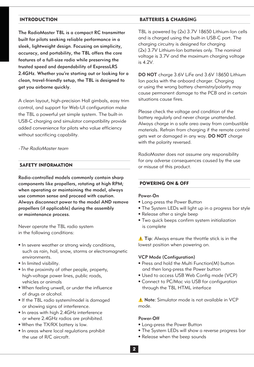 T8L manual, page 2